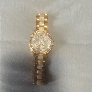 Gold and White Watch